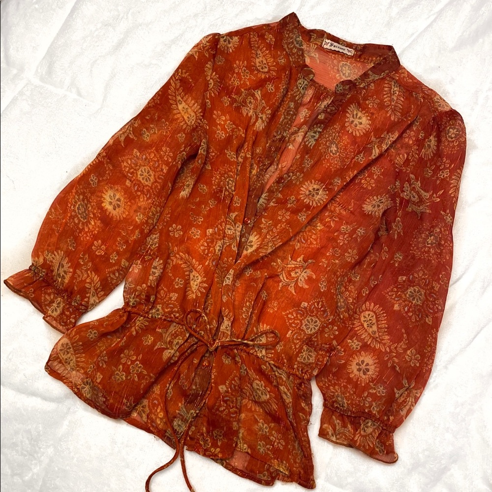 Forever 21 burnt orange paisley printed blouse